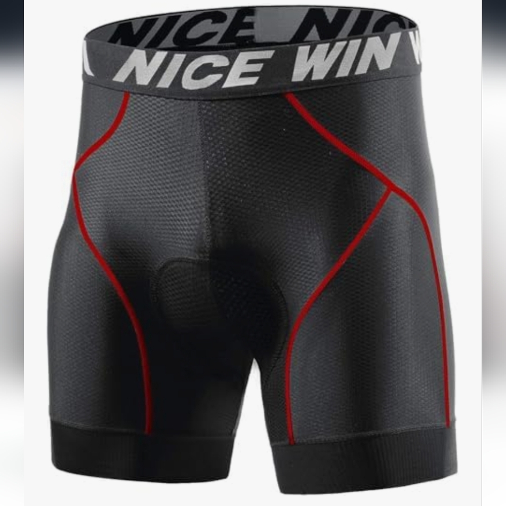 NICEWIN | Men's Blk/Red Anti-Slip 3D Padded Cycling Underwear Shorts